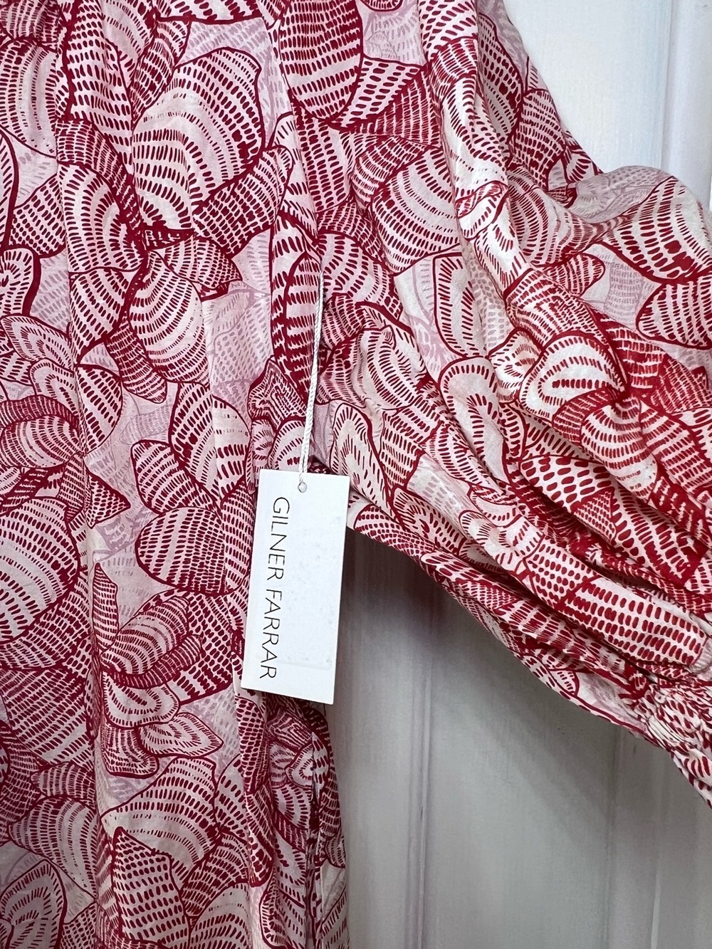 Gilner Farar Floral Puff-Sleeve Maxi Dress in Rose Red Size M NWT . - Picture 3 of 11